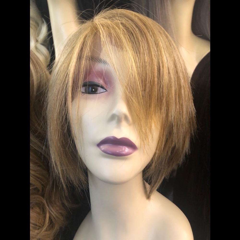 Blonde mix pixie short shag Lacefront Wig